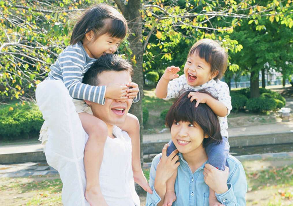川崎公園で家族写真