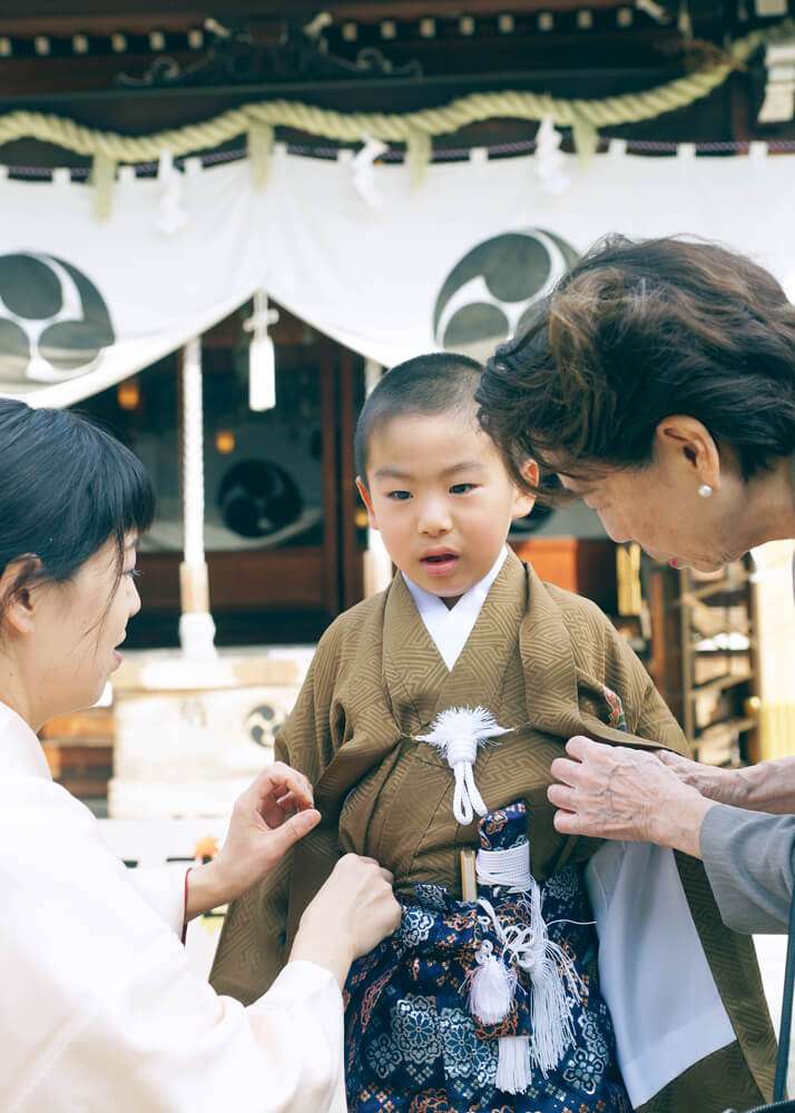 5歳の男の子の七五三の着付け