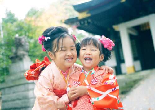 東京都北区王子神社で姉妹の七五三