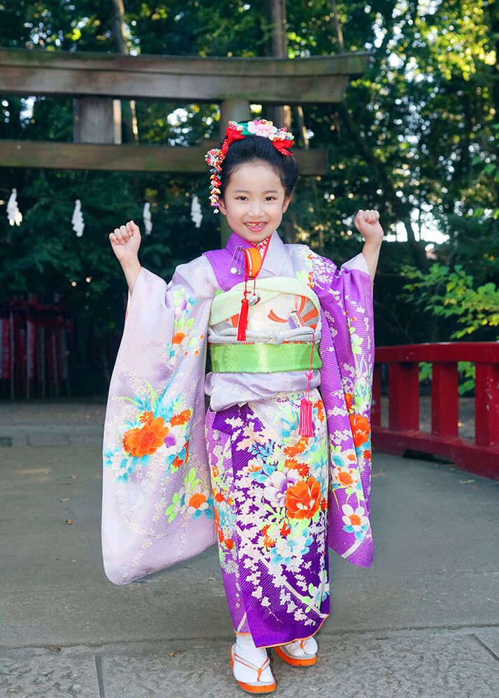 新井天神北野神社で7歳女の子の七五三