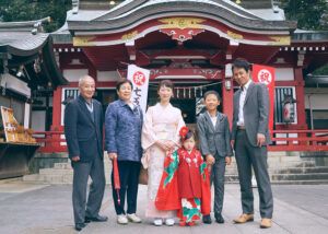 清瀬日枝神社での七五三の集合写真