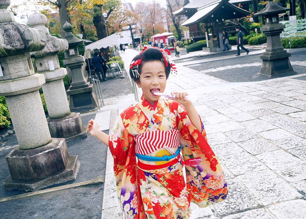 世田谷区松陰神社で7歳女の子の七五三